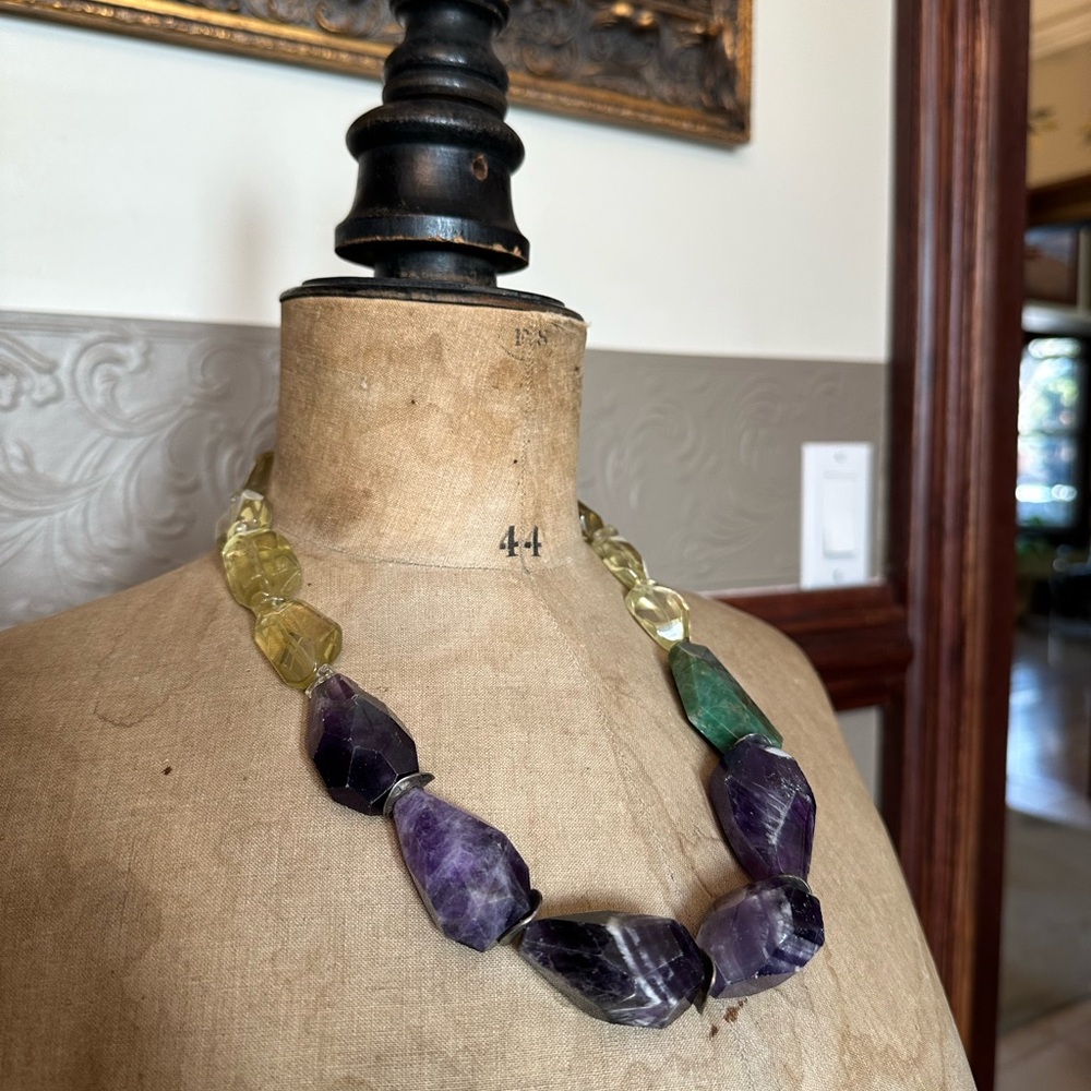 Lana Matskiv Artisan Amethyst Quartz Jade Necklace - Picture 4 of 5